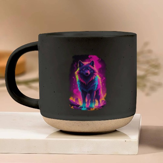neon wolf Pottery Mugs