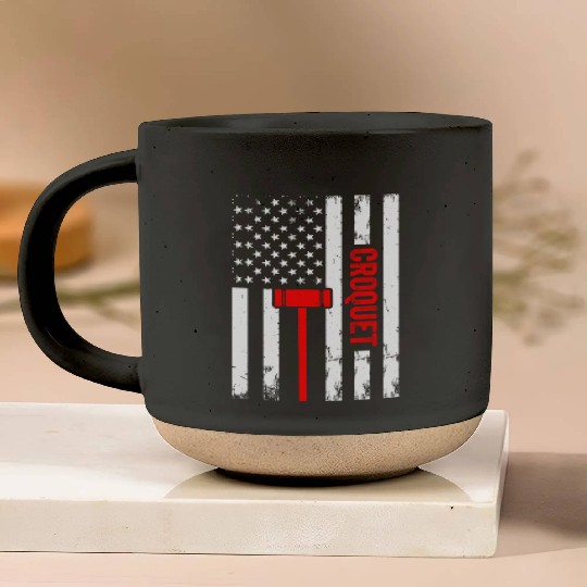 Croquet US Flag Croquet Player Pottery Mugs