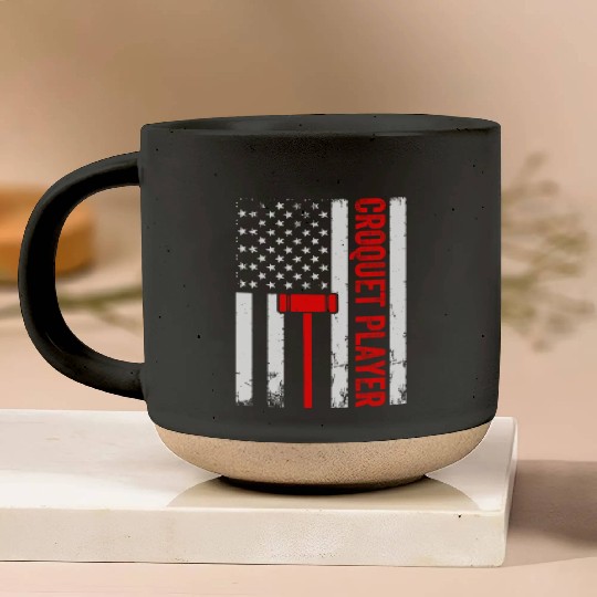 Croquet Player US Flag Croquet Player Pottery Mugs