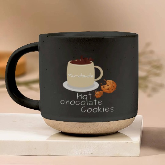 Drink Hot chocolate cookies Yardside font logo Pottery Mugs