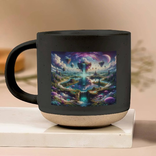 Fantasy Skylands: Surreal Landscape Pottery Mugs