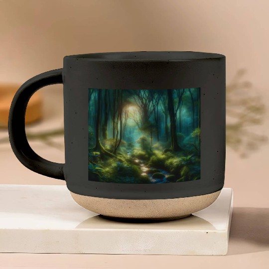 Twilight Enchantment A Mystical Forest Scene Pottery Mugs