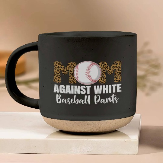 Leopard Baseball Mom Pottery Mugs