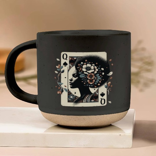 Black Queen Poker Tarot Card African American Pottery Mugs