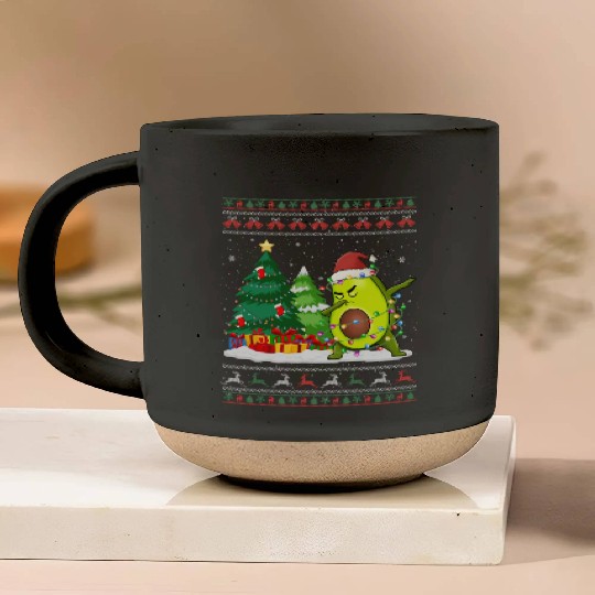 Dabbing Avocado Lover Vegan Santa Hat Ugly Pottery Mugs