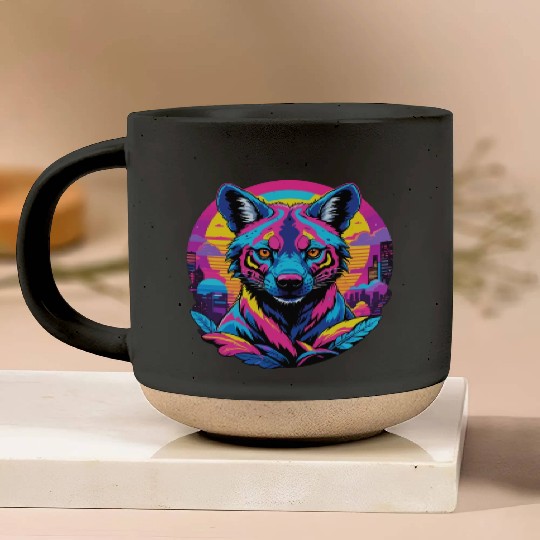 Neon Wild - Urban Hyena Portrait Pottery Mugs