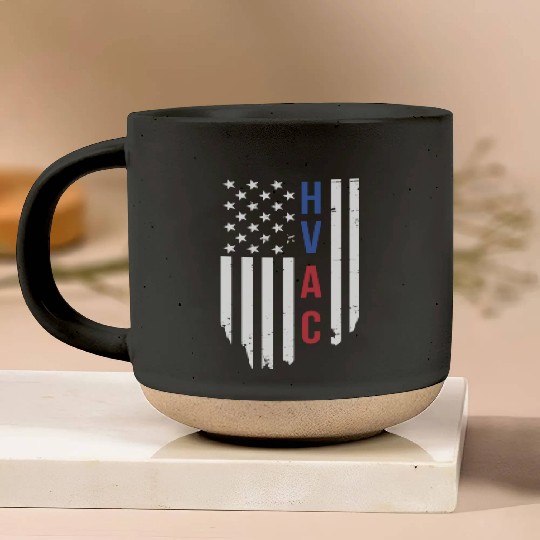 HVAC Technician US American Flag HVAC Mechanic Pottery Mugs