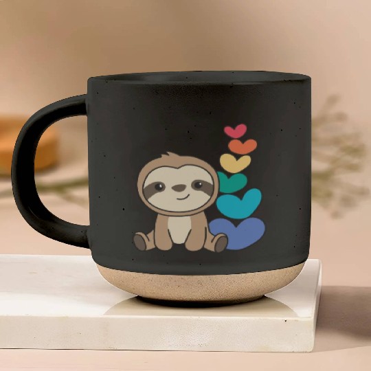 Rainbow Flag Gay Pride Lgbtq Hearts Sloth Pottery Mugs
