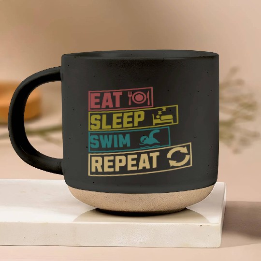 Eat sleep swim repeat hobby Pottery Mugs