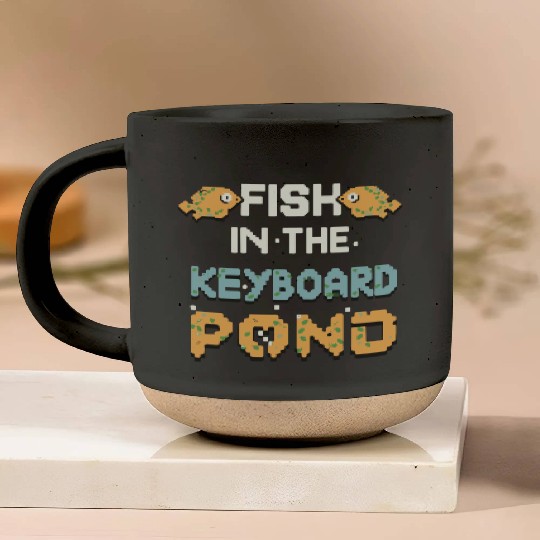 Fish In The Keyboard Pond Pottery Mugs