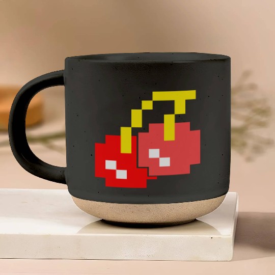 8 Bit Pixel Cherries 80s Video Game Halloween Pottery Mugs