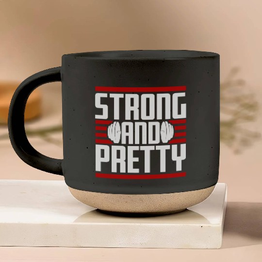Strong And Pretty Funny Gym Fitness Workout Quote Pottery Mugs