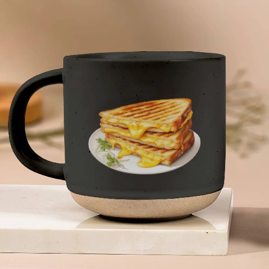 Plate of Grilled Cheese Sandwich Pottery Mugs