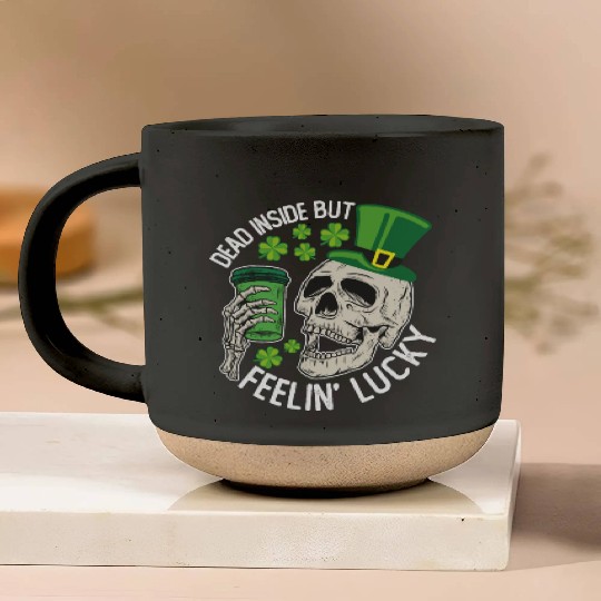 Dead Inside But Feelin' Lucky Skull St Patrick's Pottery Mugs