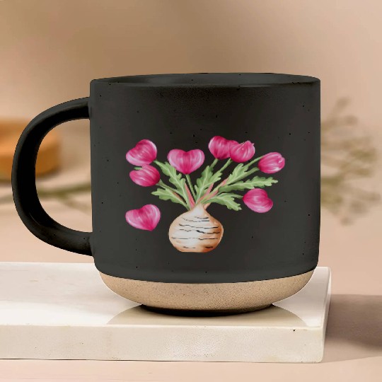Turnip Love Bouquet Heart Flowers Valentine's Day Pottery Mugs