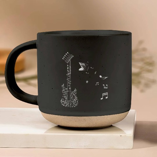 Electric Guitar in Music note for band guitarist Pottery Mugs