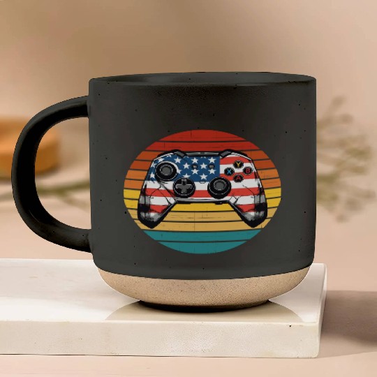 Sunset Video Game Pottery Mugs