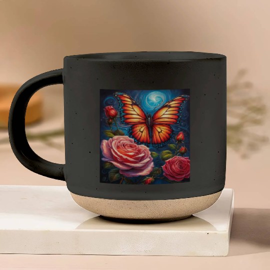 Emerald Monarch: A Delicate Embrace of Nature Pottery Mugs