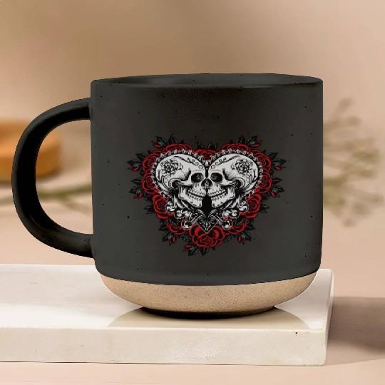 Gothic Skulls Roses Valentines Day Pottery Mugs
