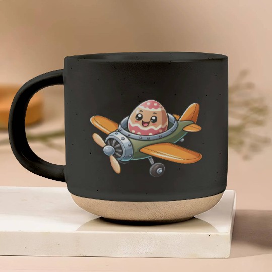 Easter Egg Airplane Pilot Design Pottery Mugs