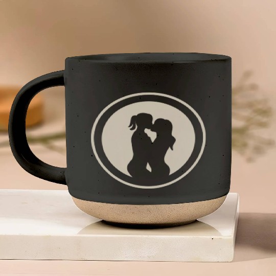 Silhouette of Lesbian Couple Pottery Mugs