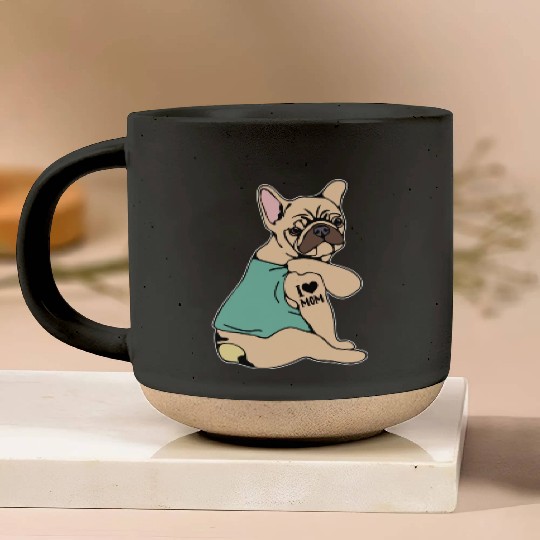 Pug I Love Mom Pottery Mugs
