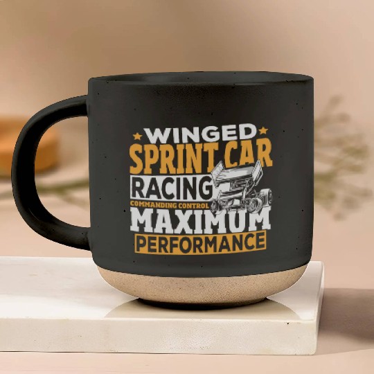 Winged Sprint Car Racing Commanding Control Pottery Mugs