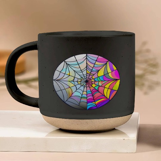 colorful spider web stained glass Pottery Mugs