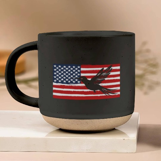Hummingbird Us Flag Us American Flag Pottery Mugs