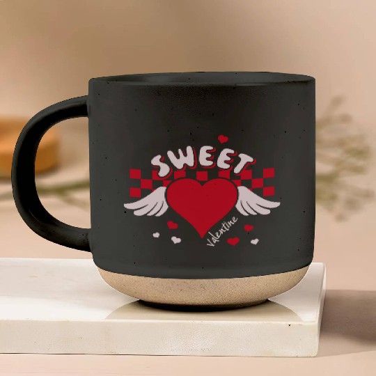 Sweet Valentine Valentine's Day Heart Cupid Wings Pottery Mugs