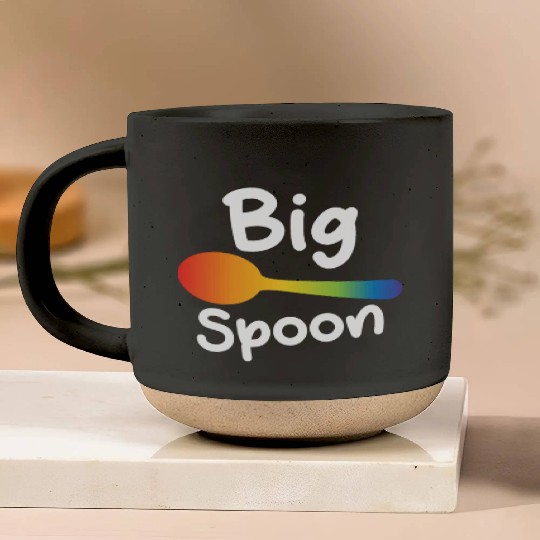Big Spoon LGBT Pride Gay Lesbian Couple Matching Pottery Mugs