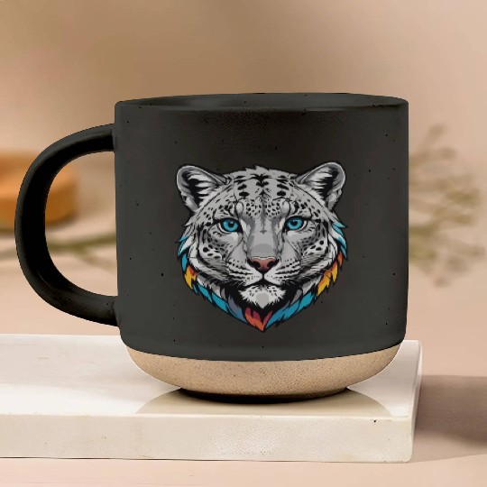 Majestic Snow Leopard Portrait - Exotic Wildlife Pottery Mugs