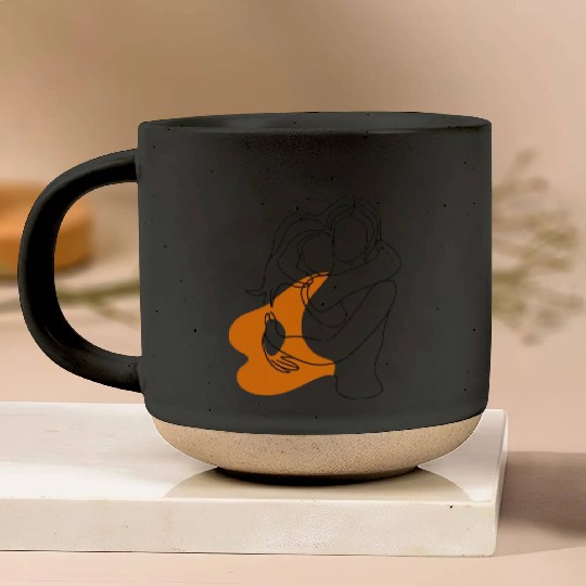 Lesbian Couple Minimalist Line Art Pottery Mugs