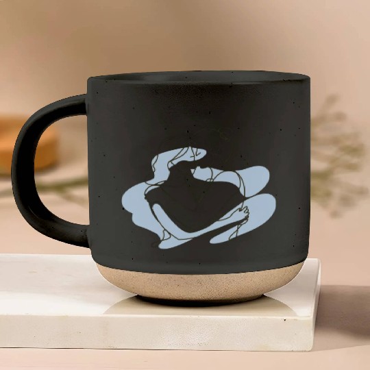 Abstract Line Art Lesbian Couple Pottery Mugs