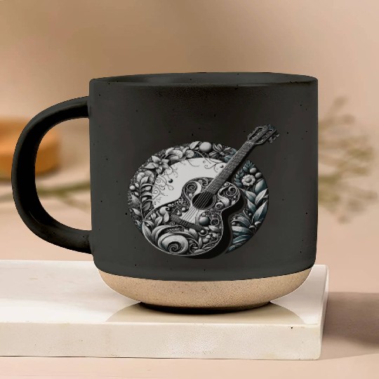 Retro Style Guitar for Guitarists Pottery Mugs