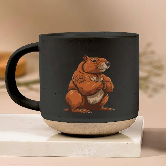 Capybara Biceps Tattoo I Love Mom Pottery Mugs