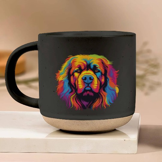 Watercolor Colorful Tibetan Mastiff Pottery Mugs