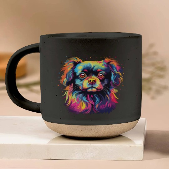 Watercolor Colorful Tibetan Spaniel Pottery Mugs