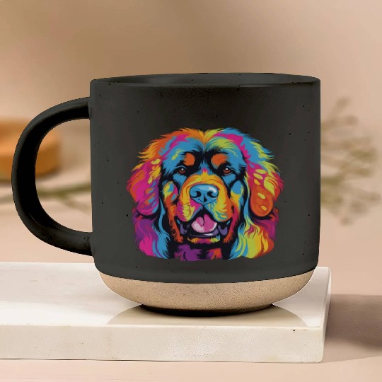 Watercolor Colorful Tibetan Mastiff Pottery Mugs