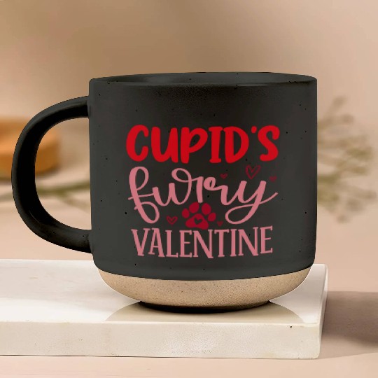 Cupid s furry valentine Pottery Mugs