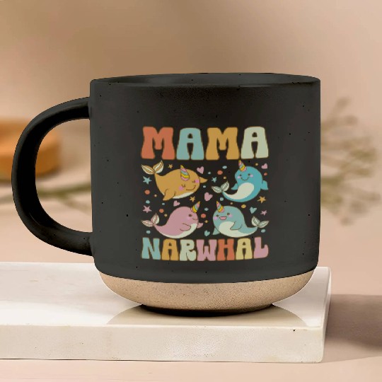 Groovy Narwhal Mom Narwhal Lover Pottery Mugs