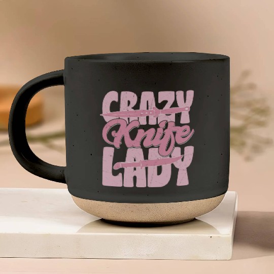Crazy Knife Lady Hobby Knife Collector Pottery Mugs