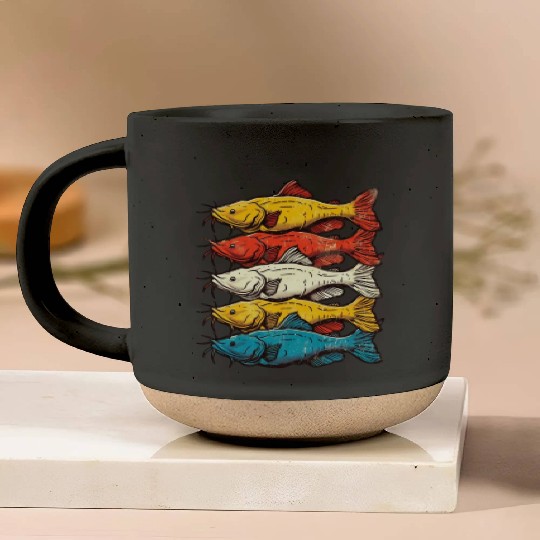 Flathead Catfish Fishing Pottery Mugs