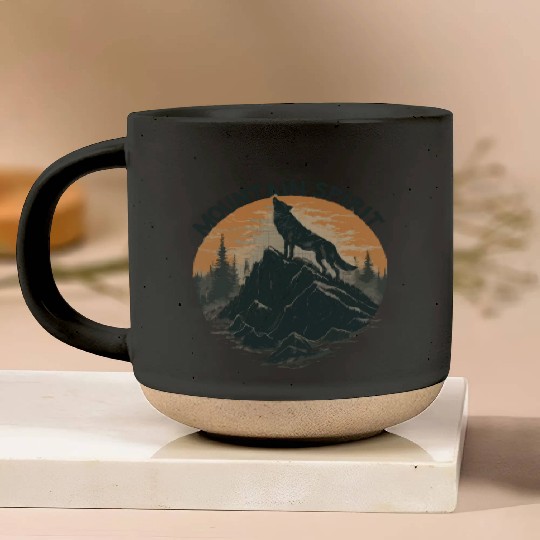 Mountain Majesty Wolf Howling on the Peak Pottery Mugs