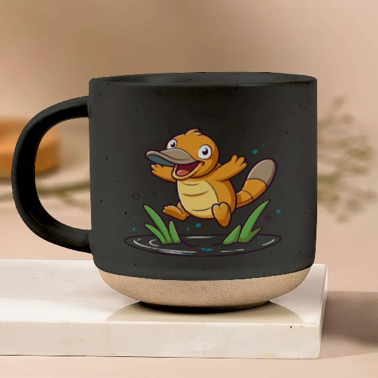 Whimsical Platypus Frolicking in a Pond Pottery Mugs