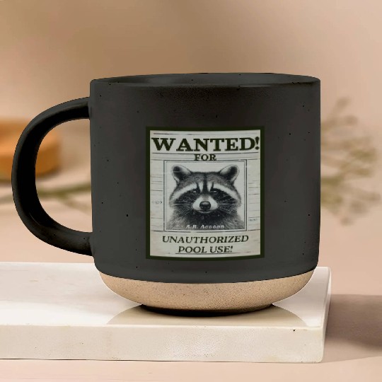 Raccoon Wanted Poster for Unauthorized Pool Use Pottery Mugs