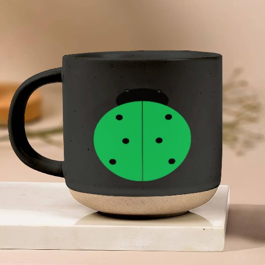 green ladybug Pottery Mugs