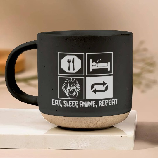 Eat Sleep Anime Repeat Pottery Mugs