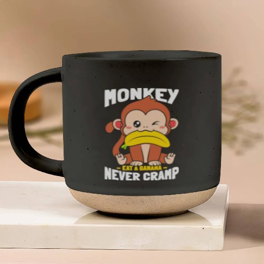 Monkey Eat Banana Never Cramp Pottery Mugs