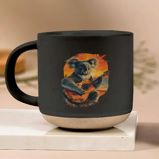 Koala Playing Guitar Music Lover for a Musicians Pottery Mugs